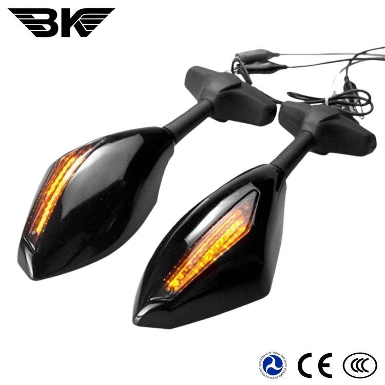 টার্ন সিগন্যাল সহ LED লাইট সহ মোটরসাইকেল রিয়ারভিউ মিরর